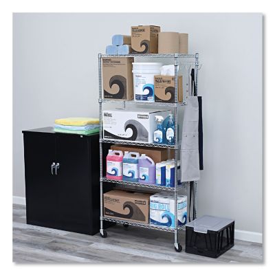 Image showing 4 th Alera 5-Shelf Wire Shelving Kit with Casters and Shelf Liners, 36 in.