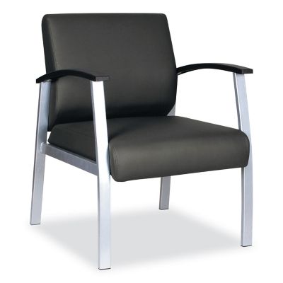 Alera metaLounge Series Mid-Back Guest Chair, 24.6 in. x 26.96 in. x 33.46 in., Black Seat, Black Back, Silver Base