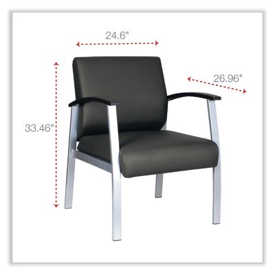 Image showing 1 th Alera metaLounge Series Mid-Back Guest Chair, 24.6 in. x 26.96 in. x 33.46 in., Black Seat, Black Back, Silver Base