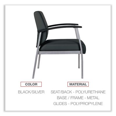 Image showing 2 th Alera metaLounge Series Mid-Back Guest Chair, 24.6 in. x 26.96 in. x 33.46 in., Black Seat, Black Back, Silver Base