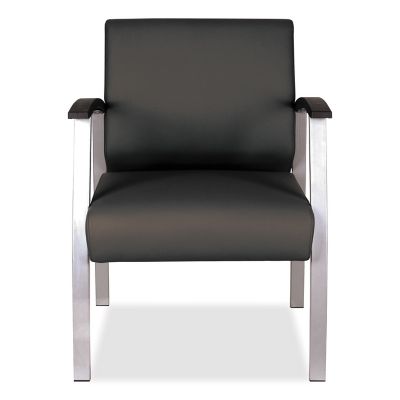 Image showing 7 th Alera metaLounge Series Mid-Back Guest Chair, 24.6 in. x 26.96 in. x 33.46 in., Black Seat, Black Back, Silver Base