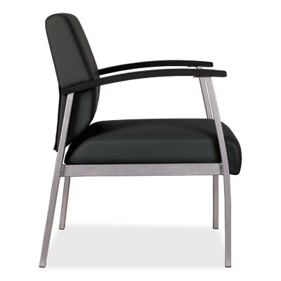 Image showing 8 th Alera metaLounge Series Mid-Back Guest Chair, 24.6 in. x 26.96 in. x 33.46 in., Black Seat, Black Back, Silver Base