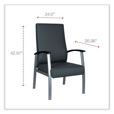 Image showing  metaLounge Series High-Back Guest Chair, 24.6 in. x 26.96 in. x 42.91 in., Black Seat, Black Back, Silver Base