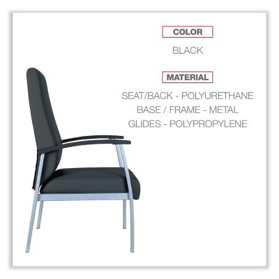 Image showing  metaLounge Series High-Back Guest Chair, 24.6 in. x 26.96 in. x 42.91 in., Black Seat, Black Back, Silver Base