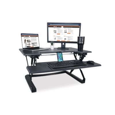 Victor High Rise Height-Adjustable Standing Desk with Keyboard Tray, Sleek Wood Construction