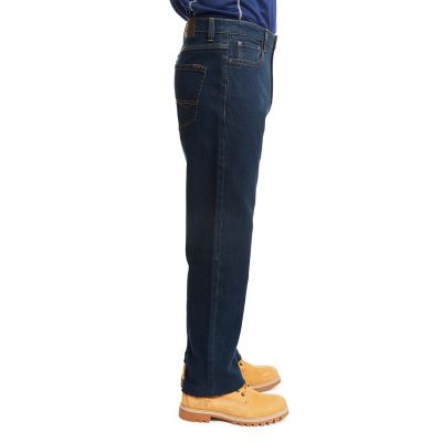 Image showing  Men's Relaxed Fit Mid-Rise Stretch Heavyweight 5-Pocket Denim Work Jeans