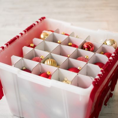 RTWAY Christmas Ornament Storage Box Keeps Holiday Decorations 3 Tier Holds Up to 36 Xmas Ornaments Balls Plastic Clear Xmas Ball Storage Bag Container with Adjustabl Dividers