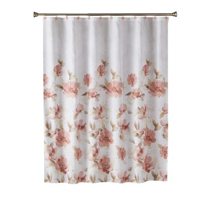 70 x 72 Pink Flower Haven Collection Popular Bath Fabric Shower Curtain