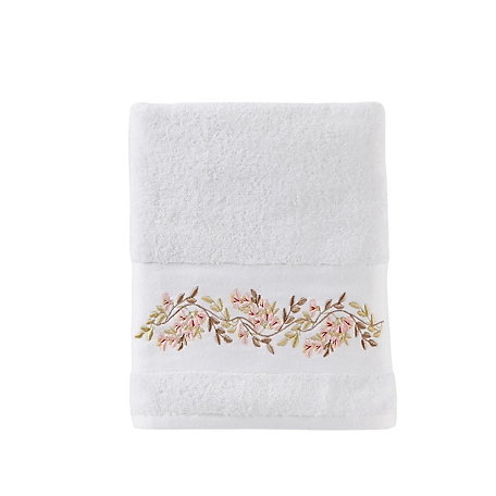 SKL Home Misty Floral Bath Towel, White, 27 in. x 50 in.