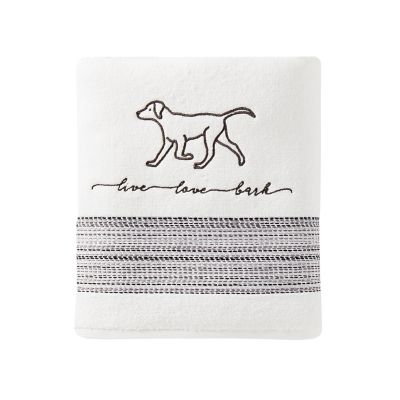 SKL Home Furever Friends Bath Towel, Charcoal/White, 27 in. x 50 in.