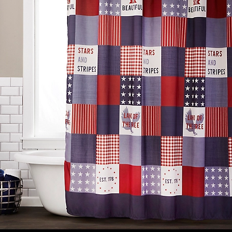 SKL Home Americana Patchwork Fabric Shower Curtain, 70 in. x 72 in.