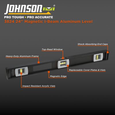 Image showing 5 th Johnson 24 in. Magnetic Professional Aluminum Level