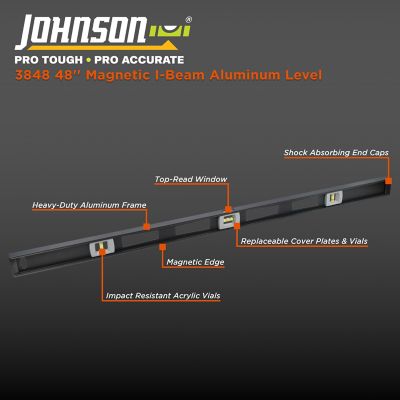 Image showing 5 th Johnson 48 in. Magnetic Professional Aluminum Level