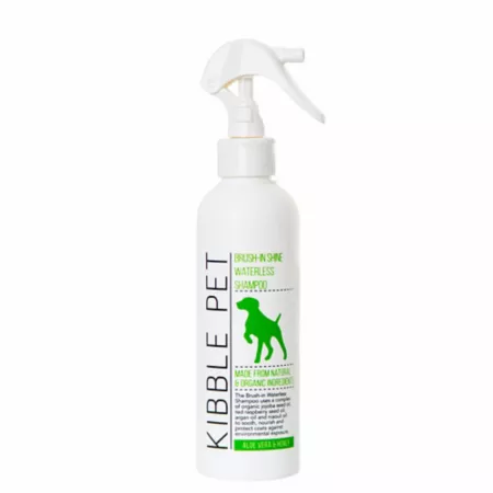 Kibble Pet Brush-In Shine Waterless Pet Shampoo Aloe Vera and Honey 7.1 oz. Waterless Bath & Wipes