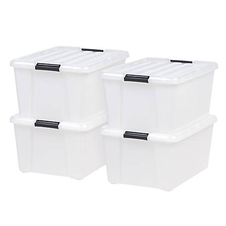 Set of 2 Large Plastic Storage Box Container Wheeled Tote Bin Portable Organizer 