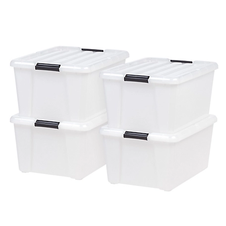 IRIS USA 60 Quart WEATHERPRO Plastic Storage Bin with Durable Lid, Seal,  and Latching Buckles - 4 Pack at Tractor Supply Co.