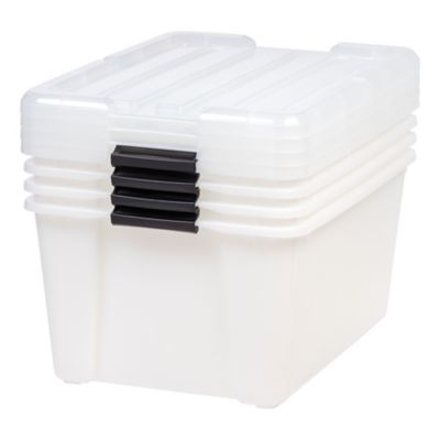 Image showing 6 th IRIS USA 45 qt. Buckle Up Storage Boxes, Pearl, 4-Pack