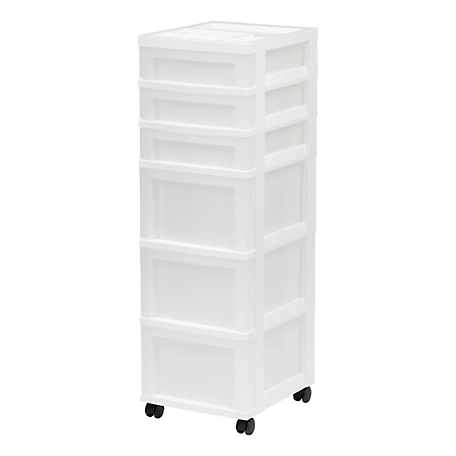 IRIS USA 6-Drawer Storage Cart with Organizer Top, Black