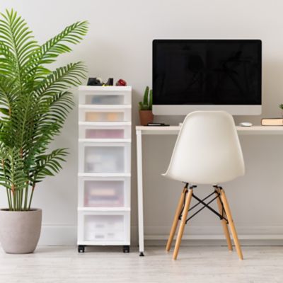 Image showing  6-Drawer Storage Cart with Organizer Top, White/Pearl