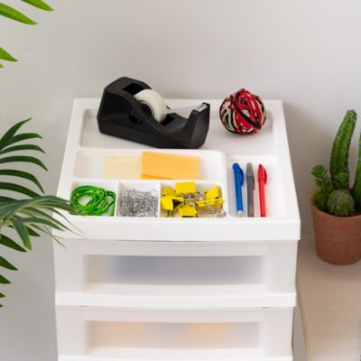 Image showing 5 th IRIS USA 6-Drawer Storage Cart with Organizer Top, White/Pearl