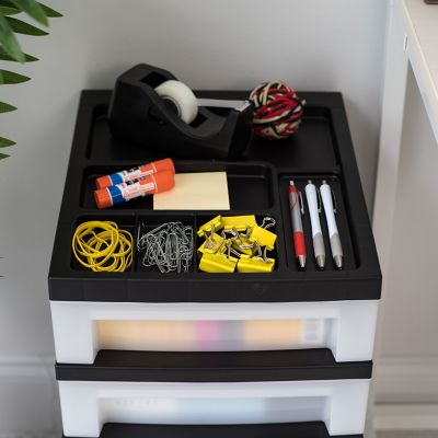 Image showing  5-Drawer Storage Cart with Organizer Top, Black/Pearl