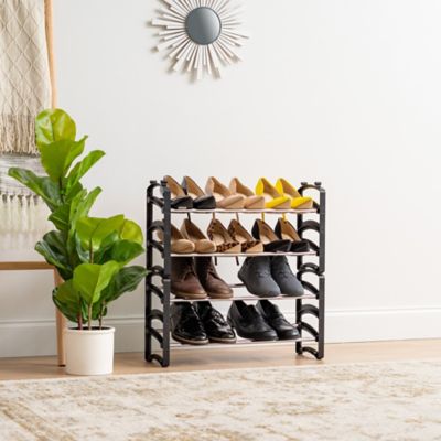 Image showing 5 th IRIS USA Stackable Metal Shoe Rack, 24.21 in. L x 7.09 in. W x 12.99 in. H, 4.4 lb. Max Capacity