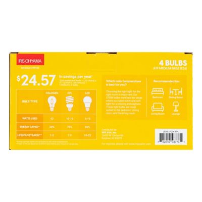Image showing 9 th IRIS USA 60W Equivalent/800 Lumen A19 LED Light Bulbs with Soft White, 2,700K, 4-Pack