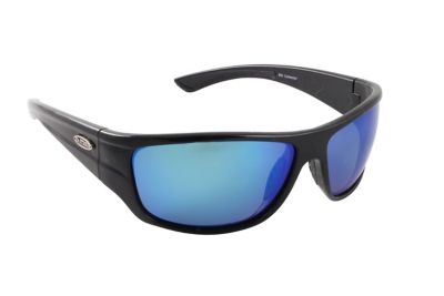 Sea Striker Bill Collector Polarized Sunglasses, Black Frame with Blue Mirror Lens