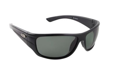 Sea Striker Unisex Adult Bill Collector Wraparound Sunglasses, Polarized, Shiny Black Frame with Grey Lenses