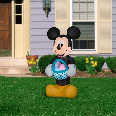 Image showing  42.13 in. Mickey Holding Easter Basket Indoor/Outdoor Inflatable Easter Decoration