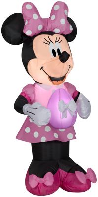 Gemmy 9.06 in. Airblown Indoor Outdoor Minnie Mouse in Pink Polka Dot Dress with Egg Decor Inflatable Easter Decoration at Tractor Supply Co