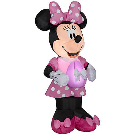 Gemmy Airblown Easter Minnie Mouse Inflatable in Pink Polka Dot Dress with Egg Decor