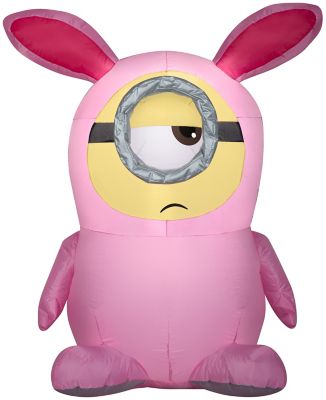 Gemmy Airblown Minion Stuart in Pink Bunny Suit