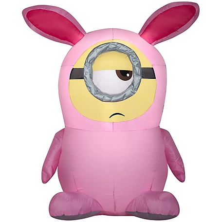 Gemmy Airblown Minion Stuart in Pink Bunny Suit
