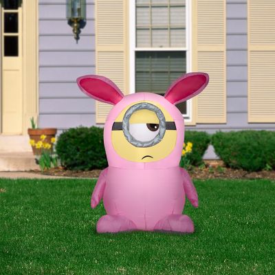 Image showing 1 th Gemmy Airblown Minion Stuart in Pink Bunny Suit