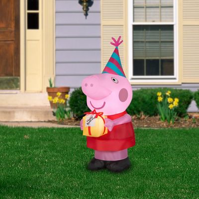 Image showing  Airblown Peppa Pig with Birthday Cake Inflatable