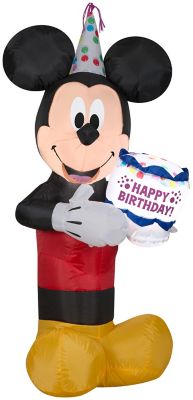 Gemmy Airblown Inflatable Mickey Mouse with Birthday Cake