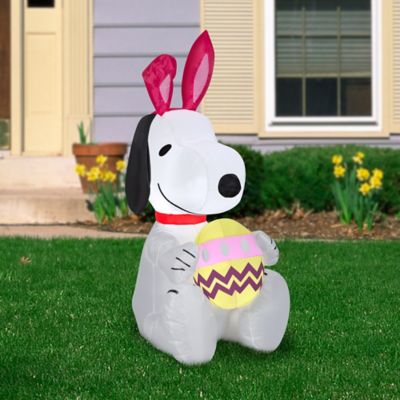 Image showing  42.13 in. Snoopy Holding Egg Decor Outdoor Inflatable Easter Decoration