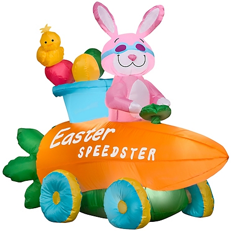 Gemmy Airblown Bunny in Easter Speedster Scene Decor
