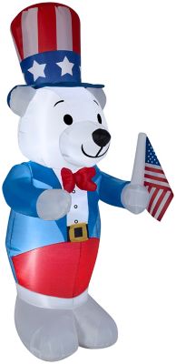 Gemmy Airblown Inflatable Fourth of July White Bear