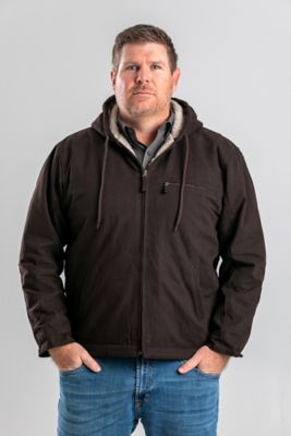 Blue Mountain Men's Sherpa-Lined Heavy-Duty Sanded Duck Hooded Jacket