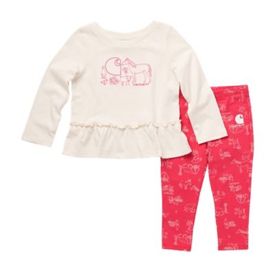 Carhartt Infant Knit Long-Sleeve Crew Neck Shirt and Knit Printed Legging Set