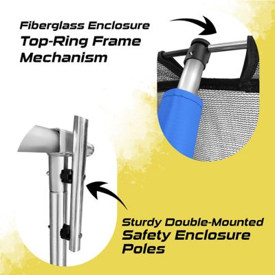 Image showing  Moxie Pumpkin-Shaped Outdoor Trampoline Set with Premium Top-Ring Frame Safety Enclosure, 6 ft., Blue