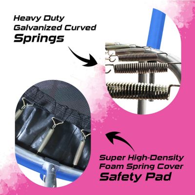 Image showing  Moxie Pumpkin-Shaped Outdoor Trampoline Set with Premium Top-Ring Frame Safety Enclosure, 6 ft., Blue