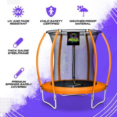 Image showing  Pumpkin-Shaped Outdoor Trampoline Set with Premium Top-Ring Frame Safety Enclosure, 6 ft., Orange