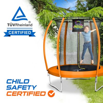 Image showing 6 th Moxie Pumpkin-Shaped Outdoor Trampoline Set with Premium Top-Ring Frame Safety Enclosure, 6 ft., Orange