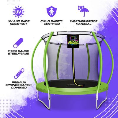Image showing  Pumpkin-Shaped Outdoor Trampoline Set with Premium Top-Ring Frame Safety Enclosure, 8 ft., Green Apple