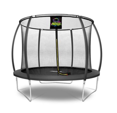 Moxie Pumpkin-Shaped Outdoor Trampoline Set with Premium Top-Ring Frame Safety Enclosure, 10 ft., Charcoal