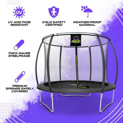 Image showing  Pumpkin-Shaped Outdoor Trampoline Set with Premium Top-Ring Frame Safety Enclosure, 10 ft., Charcoal