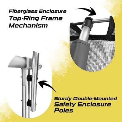 Image showing  Pumpkin-Shaped Outdoor Trampoline Set with Premium Top-Ring Frame Safety Enclosure, 10 ft., Charcoal